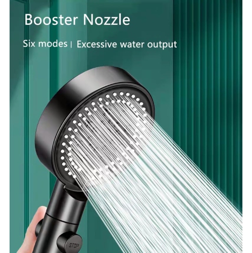 Shower head adjustable high pressure water saving shower head water massage shower head with one button stop function for bathroom accessories, black