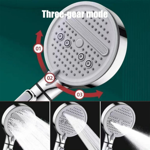 3-speed adjustable high pressure shower hydromassage nozzle water-saving shower bathroom accessories shower head - silver