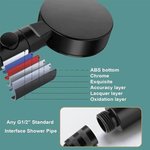 douche à main, douche haute pression, pomme de douche à main avec tuyau de douche à main + tuyau 2&nbsp;m + support sans perforation