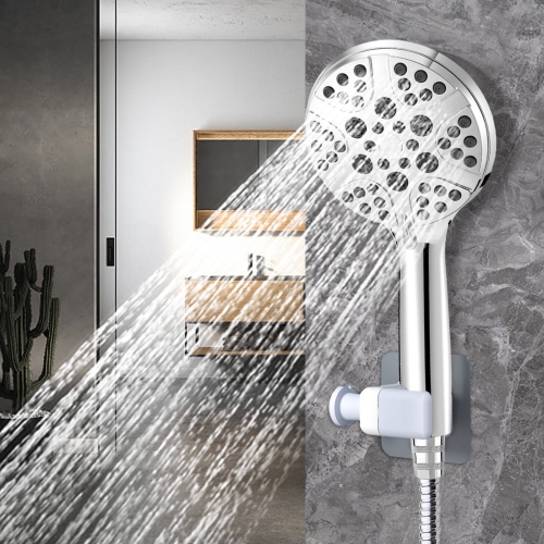 Handheld shower shower head American style seven-speed double spray gun silicone water shower booster universal - silver