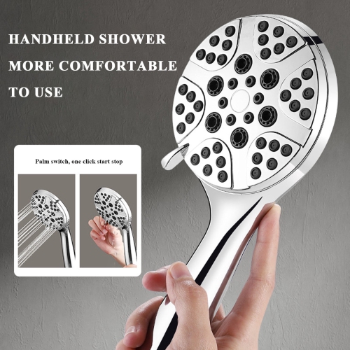 Handheld shower shower head American style seven-speed double spray gun silicone water shower booster universal - silver
