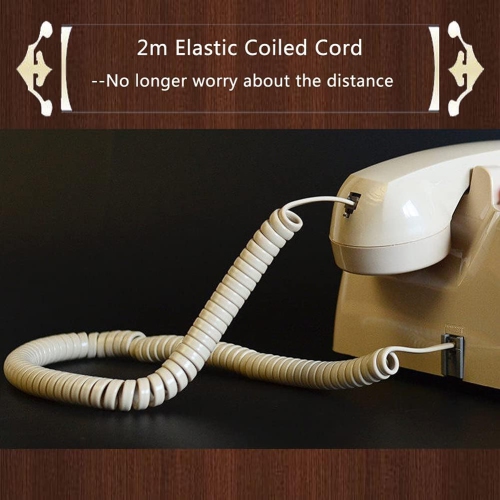 Antique Telephone Mechanical Bell Old Retro Office Hotel Fixed Landline Home Telephone - Beige