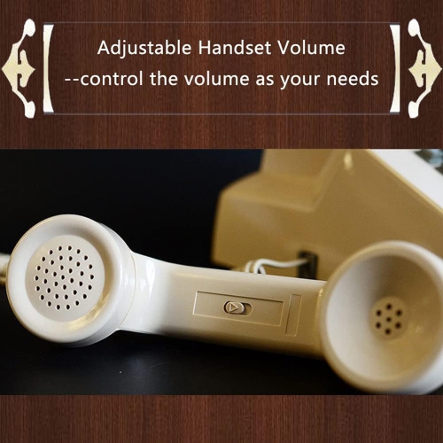 Antique Telephone Mechanical Bell Old Retro Office Hotel Fixed Landline Home Telephone - Beige