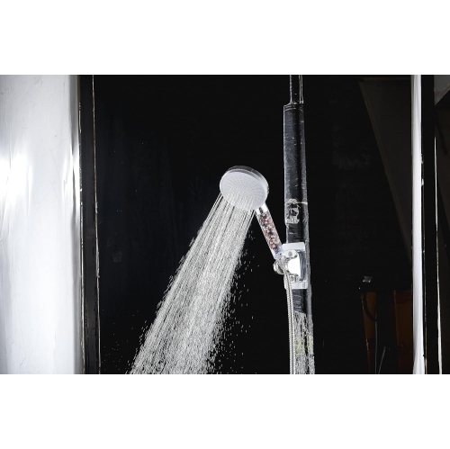 Five-speed adjustment High-pressure water Negative ion hard water softening filter Shower head, shower head - silver white