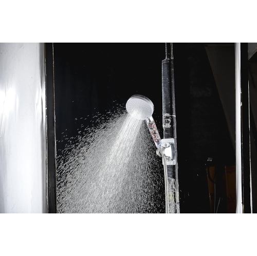 Five-speed adjustment High-pressure water Negative ion hard water softening filter Shower head, shower head - silver white