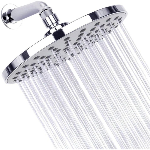 Chrome Bathroom Shower Round Shower Head Replacement Polished High Pressure Shower Head 8 Inch Rain Shower Head Adjustable Bathroom Shower Head