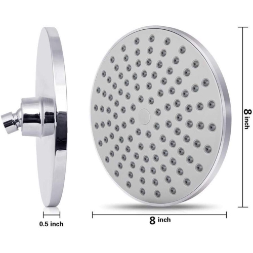 Chrome Bathroom Shower Round Shower Head Replacement Polished High Pressure Shower Head 8 Inch Rain Shower Head Adjustable Bathroom Shower Head