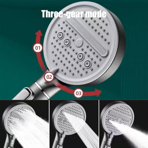 3-speed adjustable high pressure shower hydromassage nozzle water-saving shower bathroom accessories shower head - gray