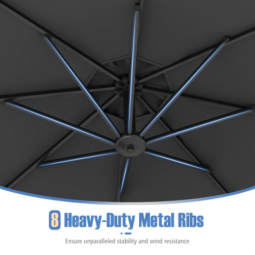 Costway 10 FT Offset Hanging Umbrella with Base Patio Cantilever Umbrella 360° Rotation Brown/Turquoise/Beige/Gray/Red