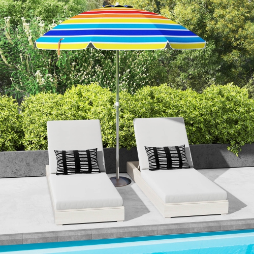 Parasol de plage de 6,5 pi de Costway Pare-soleil inclinable et portatif en aluminium multicolore/bleu/turquoise/beige