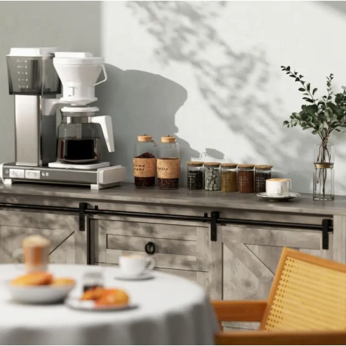 Farmhouse Charm 59.8 " Sideboard Buffet Cabinet with Doors Distressed Light Grey