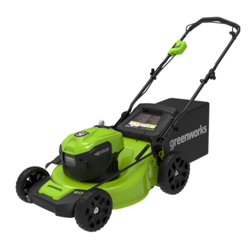 Greenworks 40V 20" Brushless Push Lawn Mower & 40V 12" String Trimmer, 4.0Ah Battery and Charger Included