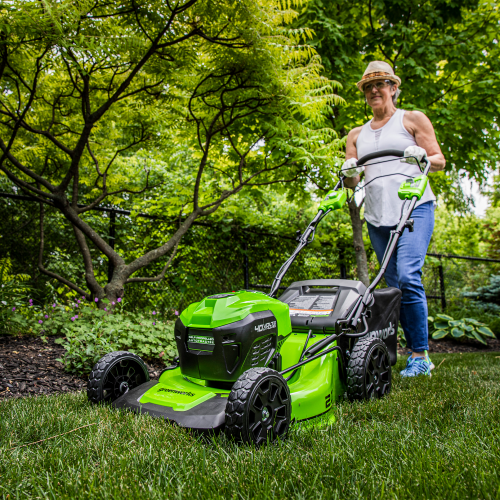 Greenworks 40V 20" Self-Propelled Mower & 40V 12" String Trimmer Combo Kit, 5.0Ah Battery and Charger Included