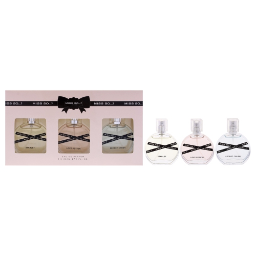 SO  Miss Set By …? for Women - 3 PC Gift Set 1OZ Starlet Edp Spray, 1OZ Love Potion Edp Spray, 1OZ Secret Crush Edp Spray