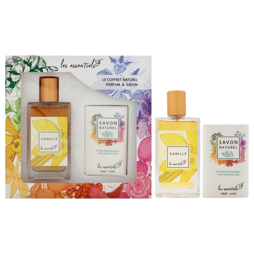 Le Coffret Naturel Parfum and Savon - Vanille by Les Essentials for Women - 2 Pc Gift Set 2.7oz EDP Spray, 3.25oz Sweet Almond Oil Soap