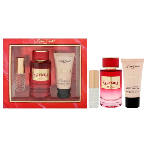 DIANE CASTEL  Allegria By for Women - 3 PC Gift Set 3.3OZ Edp Spray, 0.33OZ Edp Spray (Mini), 1.7OZ Body Lotion