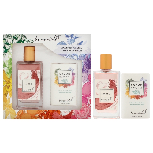 Le Coffret Naturel Parfum and Savon - Musc by Les Essentials for Women - 2 Pc Gift Set 2.7oz EDP Spray, 3.25oz Sweet Almond Oil Soap