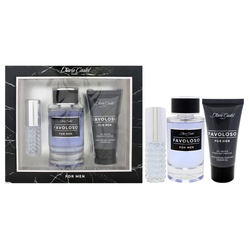 DIANE CASTEL  Favoloso By for Men - 3 PC Gift Set 3.3OZ Edp Spray, 0.34OZ Edp Spray (Mini), 1.7OZ Shower Gel