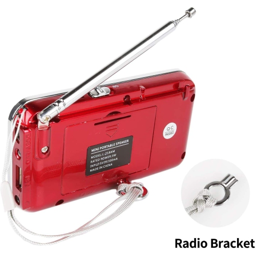 Mini radio portative AM FM de poche avec lecteur MP3, lampe de poche LED, radios numériques rechargeables Haut-parleur prenant en charge les cartes