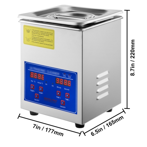 VEVOR 2L Digital Ultrasonic Parts Cleaner with Timer 40kHz Professional 304 Stainless Steel Sonic Cleaner 110V for Jewelry Watch Glasses Diamond