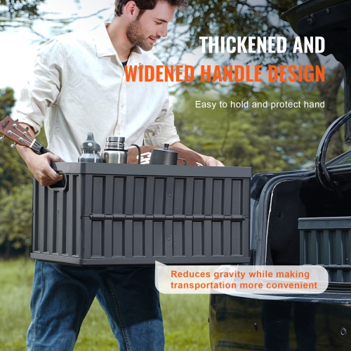 VEVOR 65L 3 Packs Collapsible Storage Bins with Lids, Folding Plastic Stackable Utility Crates with Handles, Large Heavy Duty Containers for Clothes,