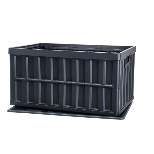 VEVOR 65L 3 Packs Collapsible Storage Bins with Lids, Folding Plastic Stackable Utility Crates with Handles, Large Heavy Duty Containers for Clothes,
