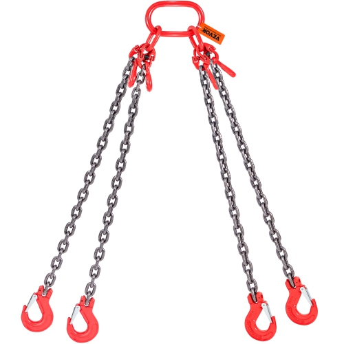 VEVOR 5/16 inch x 5 ft Chain Sling, Lifting Chains with Hooks, G80 Engine Chain Hoist Lifts, 11000 lbs/5 Ton Lifting Sling Chains for Engine Hoist,