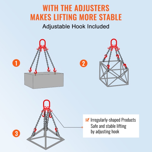 VEVOR 5/16 inch x 5 ft Chain Sling, Lifting Chains with Hooks, G80 Engine Chain Hoist Lifts, 11000 lbs/5 Ton Lifting Sling Chains for Engine Hoist,