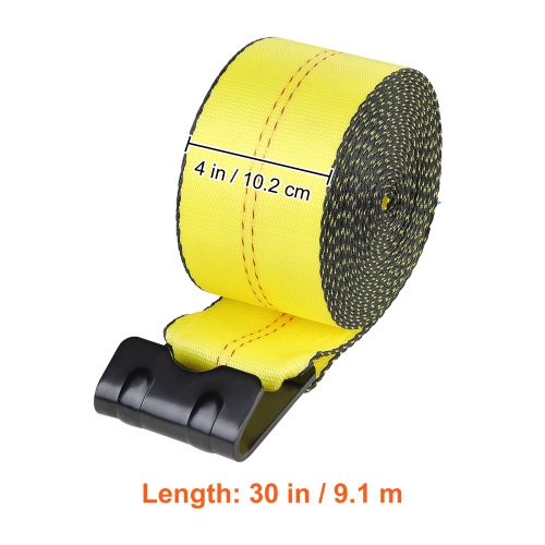 VEVOR 4" x 30' Winch Straps, 6000 lbs Load Capacity, 18000 lbs Break Strength, Truck Straps with Flat Hook, Flatbed Tie Downs Cargo Control for