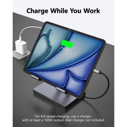 iPad Pro USB C Hub Stand, 9-in-1 Adapter for iPad Pro M4 M2 13 12.9 11 Inch Docking Station Foldable