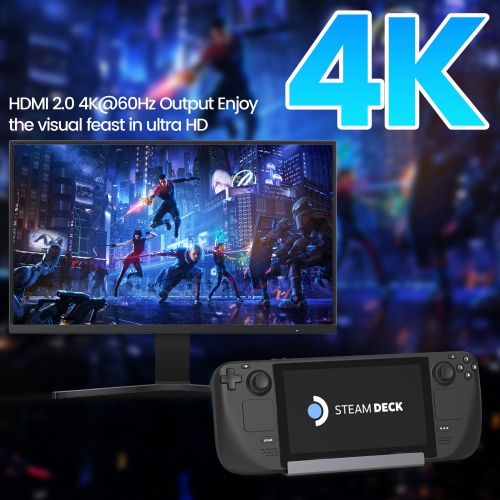 Accessoires de station d'accueil 6-en-1 compatibles avec ASUS ROG Alloy, Steam Deck Dock avec 3 ports USB-A 3,0, RJ45, adaptateur HUB