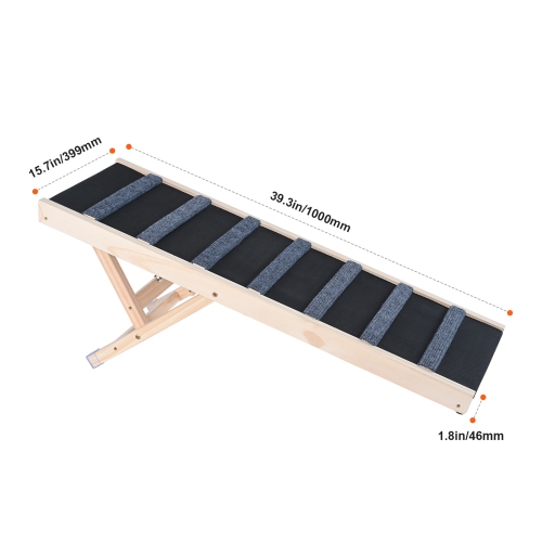 VEVOR 39.3" Folding Pet Ramp for Bed,Adjustable Dog Ramp for Small,Large,Old Dogs & Cats, Wooden Pet Ramp with Long Ramp, Adjustable from 15" to 22",