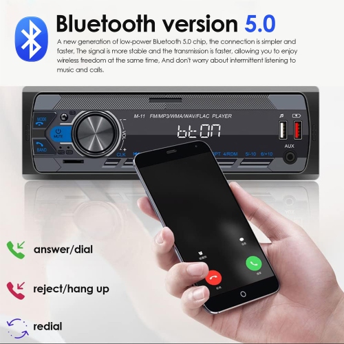 Lecteur MP3 mains libres Bluetooth radio FM pour l'auto de 12&nbsp;V, récepteur Bluetooth coloré