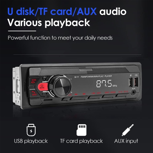 Lecteur MP3 mains libres Bluetooth radio FM pour l'auto de 12&nbsp;V, récepteur Bluetooth coloré
