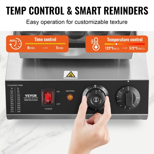 VEVOR 25PCS Mini Dutch Pancake Maker, 43mm Diameter Dorayaki Baker Machine, 1700W Commercial Electric Poffertjes Grill, Non-stick Stainless Steel,