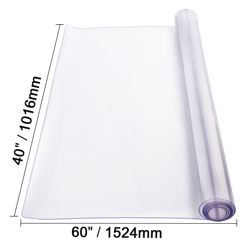 VEVOR 40 x 60 Inch Plastic Table Cover, 2.0 mm Thick Clear Table Protector, Rectangle PVC Desk Mat, Waterproof & Easy Cleaning Desk Pad Tablecloth,