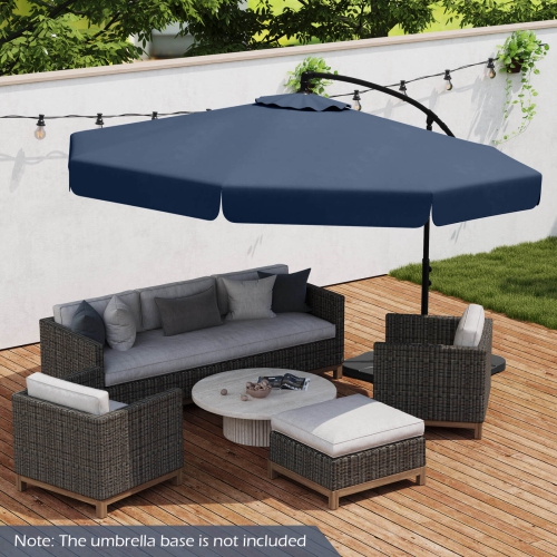 Costway 10 FT Offset Hanging Umbrella Patio Cantilever Umbrella with Cover Beige/Gray/Navy/Turquoise/Red/Brown
