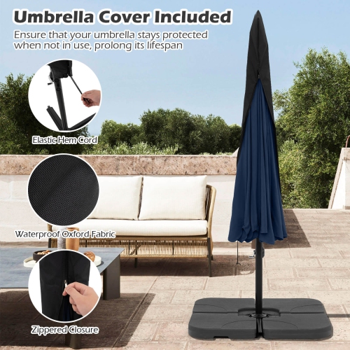 Costway 10 FT Offset Hanging Umbrella Patio Cantilever Umbrella with Cover Beige/Gray/Navy/Turquoise/Red/Brown