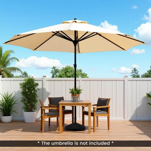 Costway Fillable Umbrella Base with Shell Texture 3 Coupler Sizes for Lawn Poolside Garden
