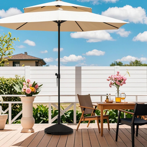 Costway Fillable Umbrella Base with Shell Texture 3 Coupler Sizes for Lawn Poolside Garden