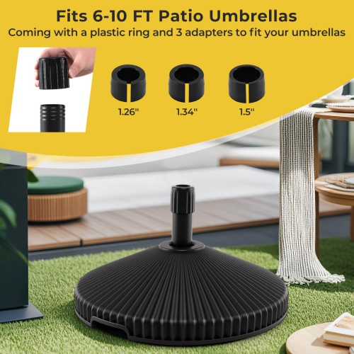 Costway Fillable Umbrella Base with Shell Texture 3 Coupler Sizes for Lawn Poolside Garden