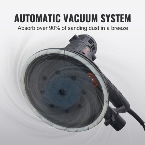 VEVOR 800W Electric Drywall Sander with 12 Sanding Discs, Variable Speed 1200-2300 RPM Wall Sander with Vacuum Dust Collection System, Double LED