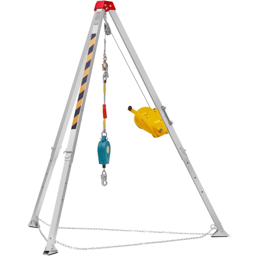 VEVOR Confined Space Tripod Kit, 2600 lbs Winch, Confined Space Tripod 8' Legs and 98' Cable, Confined Space Rescue Tripod 32.8' Fall Protection,
