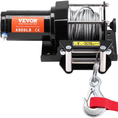 VEVOR Electric Winch, 4000 lb Line Pull Capacity, 12V DC ATV/UTV Winch with Φ3/16 in x 39 ft 7 Strands Steel Cable Roller Fairlead Wireless & Wired