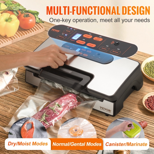 VEVOR 90Kpa 130W Vacuum Sealer Machine, Powerful Dual Pump and Dual Sealing, Dry and Moist Food Storage, Automatic and Manual Air Sealing System with