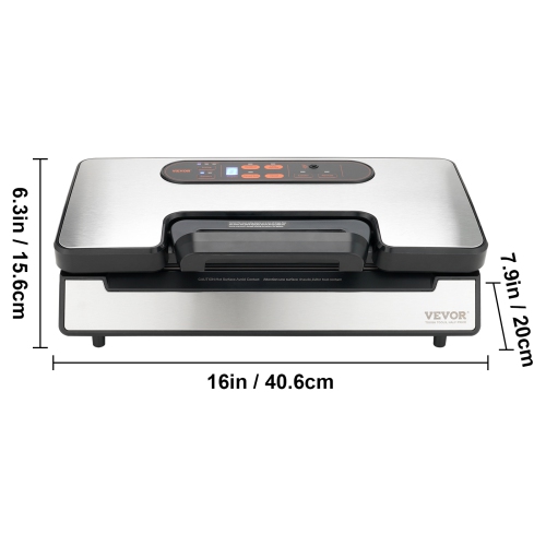 VEVOR 90Kpa 130W Vacuum Sealer Machine, Powerful Dual Pump and Dual Sealing, Dry and Moist Food Storage, Automatic and Manual Air Sealing System with