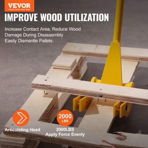 VEVOR Pallet Buster,41-Inch Handle,2000 lbs Weight Capacity,Q235 Carbon Steel,Heavy Duty Deck Wrecker Demolition Wood Pallet Tool Breaker Pry Bar