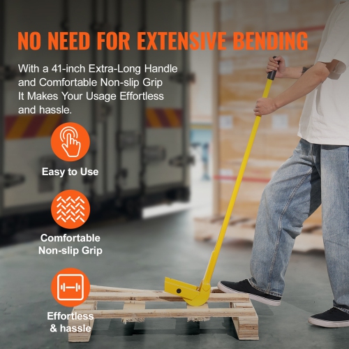 VEVOR Pallet Buster,41-Inch Handle,2000 lbs Weight Capacity,Q235 Carbon Steel,Heavy Duty Deck Wrecker Demolition Wood Pallet Tool Breaker Pry Bar