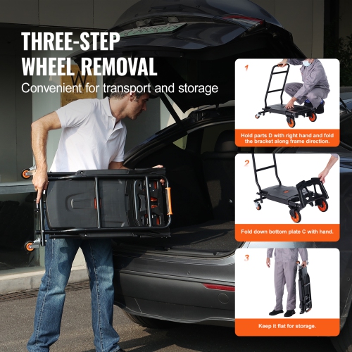 VEVOR Aluminum Hand Truck, 2 in 1, 300 lbs Load Capacity, Heavy Duty Folding Hand Truck and Dolly, Utility Cart Converts from Hand Truck to Platform