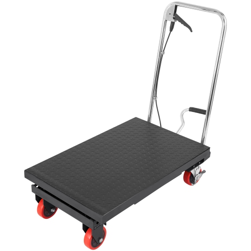 VEVOR Hydraulic Lift Table Cart, 500lbs Capacity 28.5" Lifting Height, Manual Single Scissor Lift Table with 4 Wheels and Non-slip Pad, Hydraulic